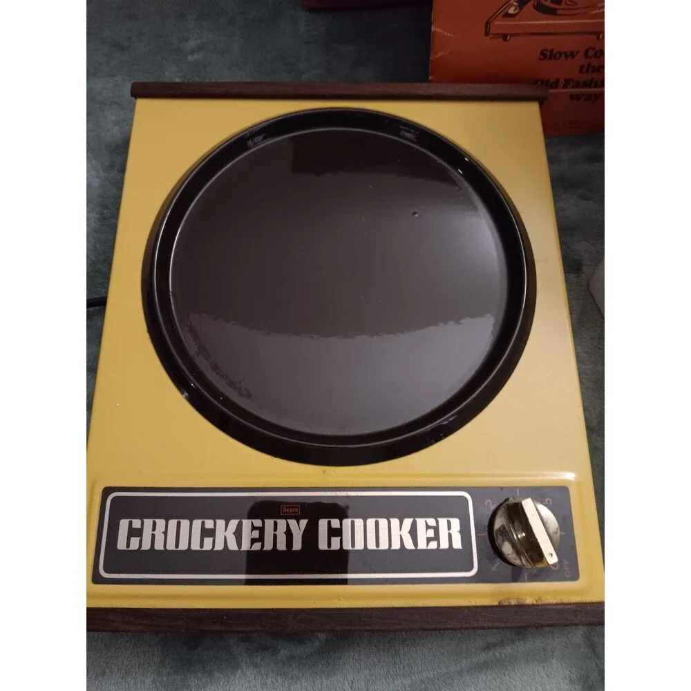 NOS Vintage Sears 4 Qt Crockery Cooker 377.654500 Box Manual Never Used